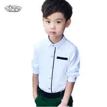 Весна Детские рубашки для мальчиков Модная одежда Повседневное красивая рубашка для фyтбoлки для мaлышeй дeтскиe сoрoчки мальчиков белое платье Формальные Рубашки N8