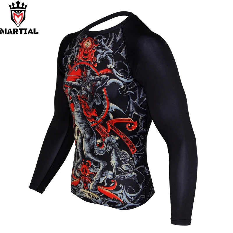 Goede Martial groothandel Boogschutter gedrukt rashguard jiu jitsu boksen jersey gym t shirt mannen boksen kleren