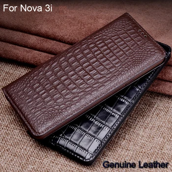 

Luxury Genuine Leather Crocodile Pattern Cases For Huawei Nova 3i 3 i Leather Protection Shell Slim Back Cover Nova3i Coque