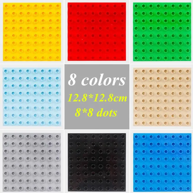 1pc Big Blocks Baseplate 12.8*12.8cm 8*8 Dots Baby Blocks Base Plate DIY Toys for Duploeed 100% Compatible baby-blocks
