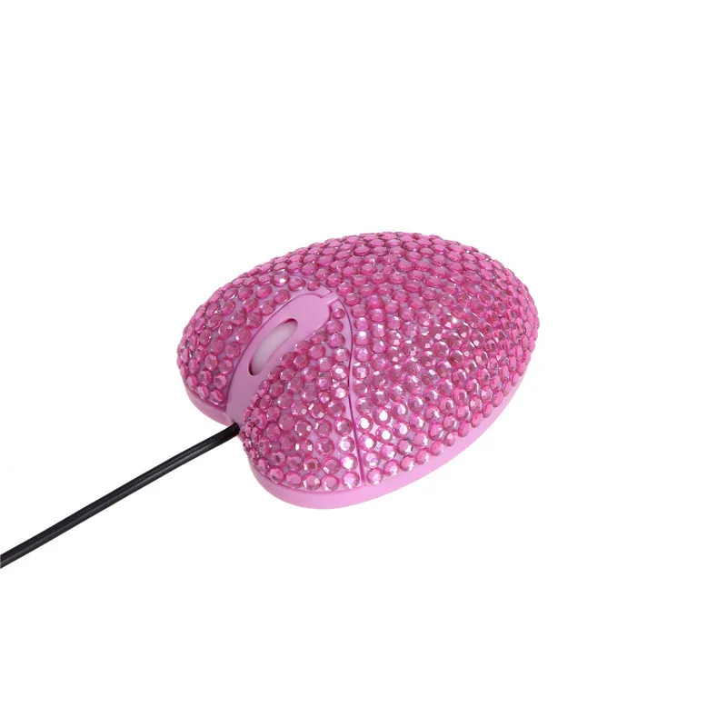 CHYI Cute Pink Heart Diamond Design Mini Mouse For Gilr Gift USB Optical Wired Mice 1000 DPI 3D Computer Office Mause For Laptop