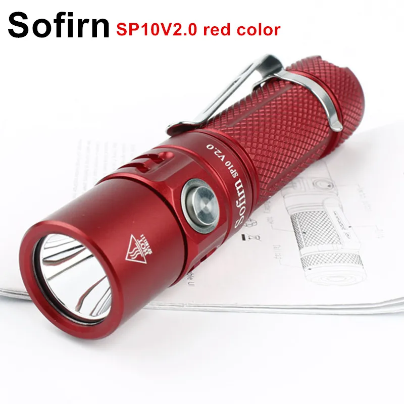 

Sofirn SP10V2.0 Mini LED Flashlight AA 14500 Tactical Pocket Light Cree XPG2 550lm Keychain Flash Light Waterproof Red color