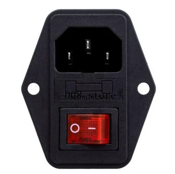 

15A/250V 3pin AC power socket with Power Rocker Switch Fused red 4