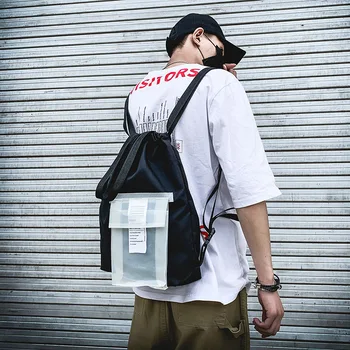 

2019 Multi-function Drawstring Bag Men Female Backpack Oxford Pvc Hip Hop Streetwear School Bag Bagpack for Male Travel Knapsack