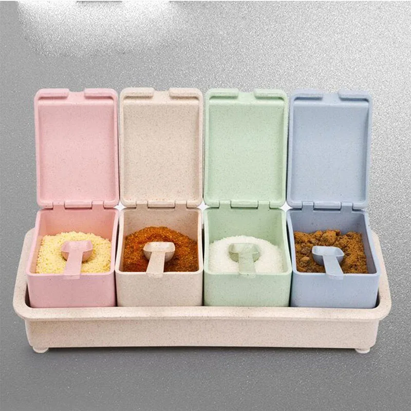 1 Set Kitchen Spice Storage Box Sugar Salt Pepper Boxes Colorful