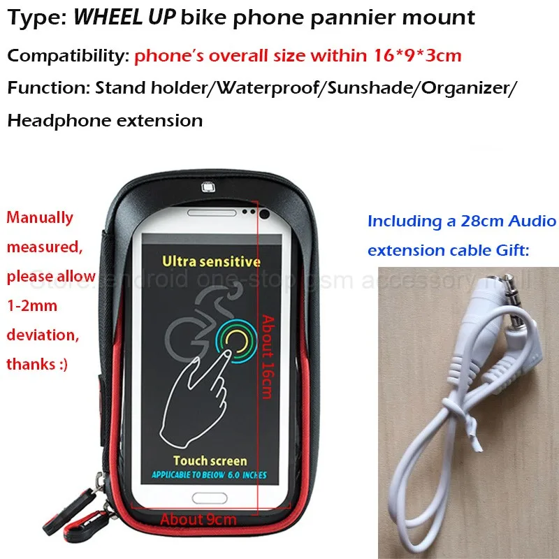 6," дюймовый велосипед водонепроницаемый сотовый телефон сумка держатель мотоцикл крепление для samsung galaxy s8 plus/iPhone 7 plus/LG V20/mate 9