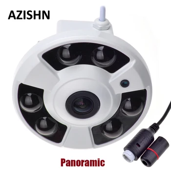

AZISHN Panoramic IP Camera 720P/960P/1080P Wide Angle FishEye 5MP 1.7MM Lens CCTV Indoor ONVIF 6 ARRAY IR LED POE Camera