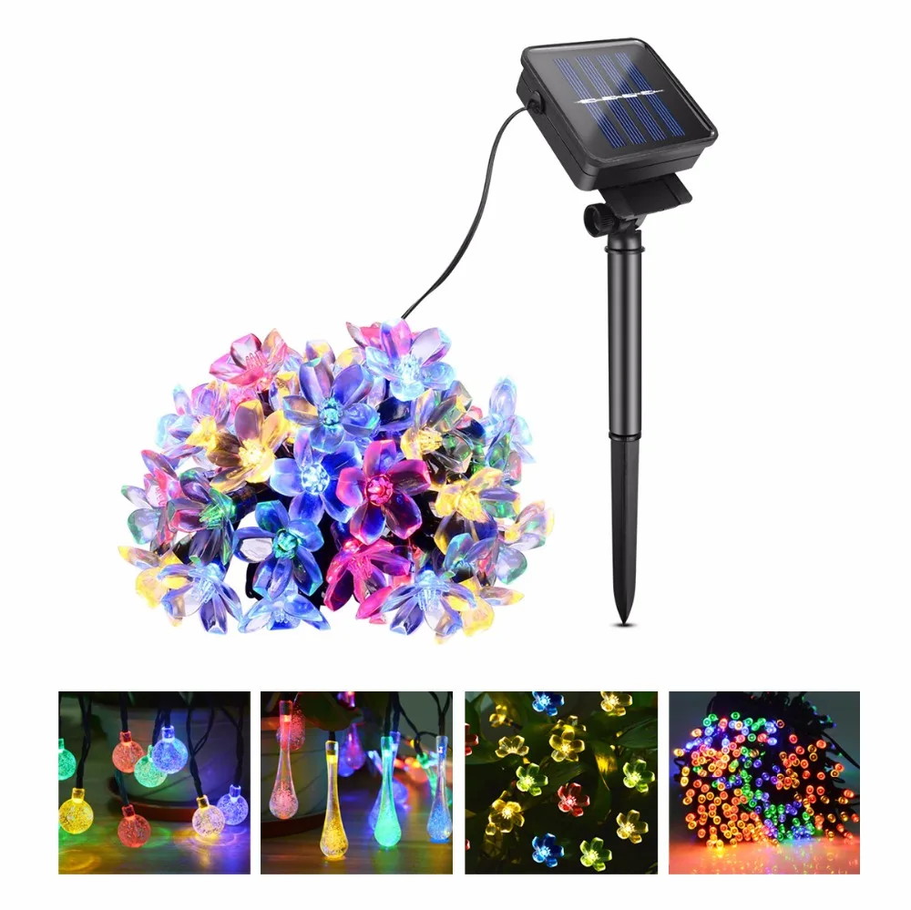 

4 patterns 6M 7M 12M Solar Charge Holiday light LED String Fairy light Garden Valentine's Day Christmas Party Wedding Decor lamp