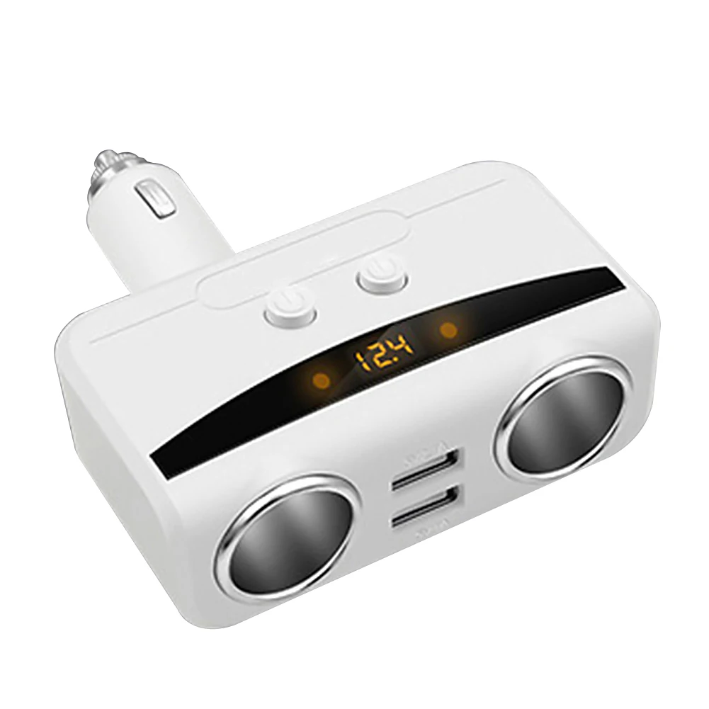 1 إلى 2 مآخذ اللوحي GPS الملاح ABS شاشة ديجيتال السيارات المزدوجة USB محول ولاعة السجائر الفاصل البسيطة شاحن سيارة