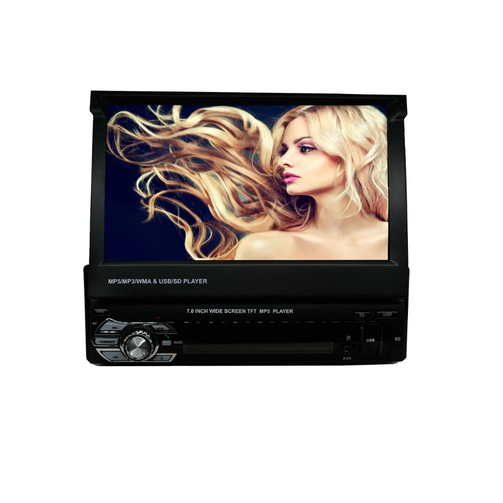 

7 inch slip down 1DIN Car Stereo Control FM only Bluetooth MP3 MP4 Player with USB SD Multi-Function Remote Control