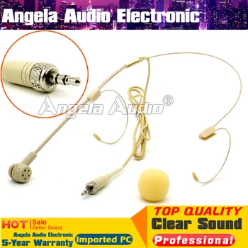 

Flesh Color Headworn Head-mounted Condenser Headset Microphone 3.5mm Stereo Screw Lock Plug For FM Wireless BodyPack Transmitter
