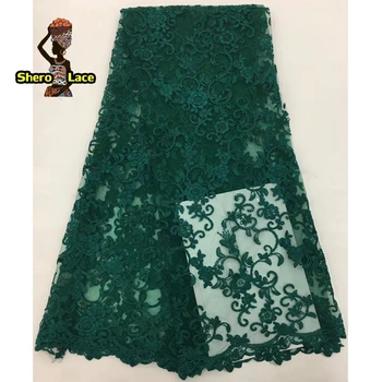 

Green Color Latest African Fabrics 2019 French Net Lace For Wedding Embroidery Asoebi Lace Fabrics