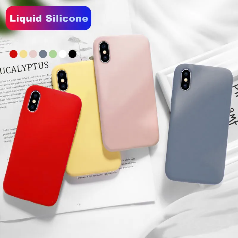 

Liquid Silicone Candy Color Phone Case for iphone X XS MAX XR 7 8 6 6S Plus Original Official shockproof Protective Cover Cases