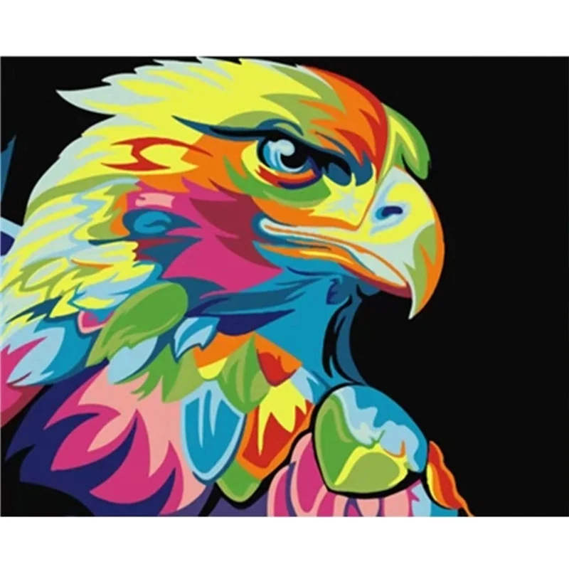 

Painting By Numbers DIY Dropshipping 40x50 50x65cm Multicolored Eagles Animal Canvas Wedding Decoration Art picture Gift