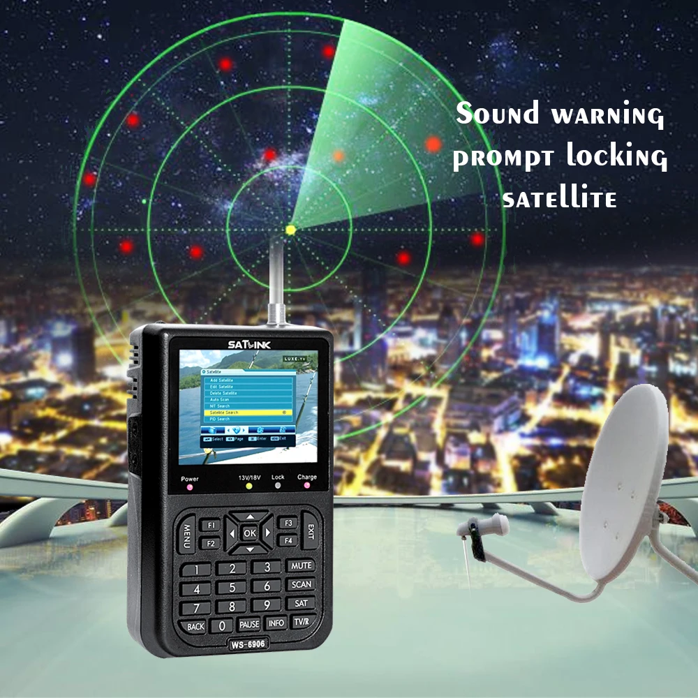 

Meterk Professional SATLINK WS6906 3.5in LCD Display Data Digital Satellite Signal Finder Meter