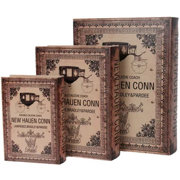 

books box 3PCS set decoration Vintage para moedas Hidden Book Style Security Home Money Safe Cash Box Lock cofres strong