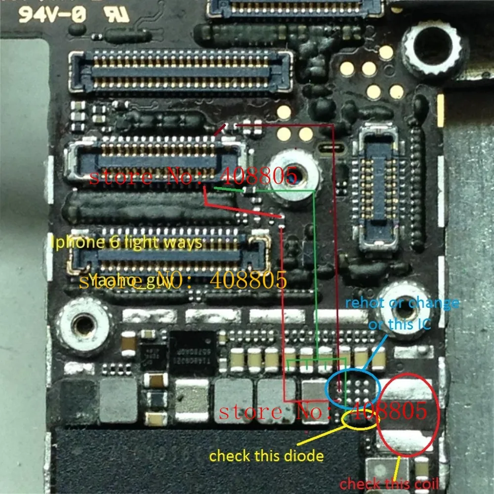 50sets full set backlight kit for iPhone 6 6G 6plus 6+ backlight ic