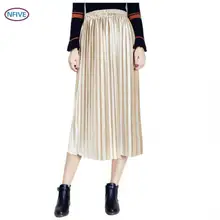 NFIVE бренд Женская трикотажная юбка-карандаш Новая мода Европейский чистый цветной эластичный высокая талия темперамент бархатная плиссированная юбка