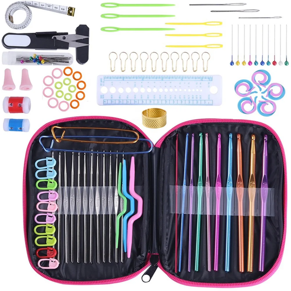 

100pcs/set Knitting Aluminum Home Light Weight Tool DIY Accessories Kit Handwork Manual Crochet Hook