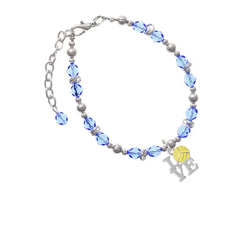 Love with Water Polo Ball Light Blue Beaded Bracelet