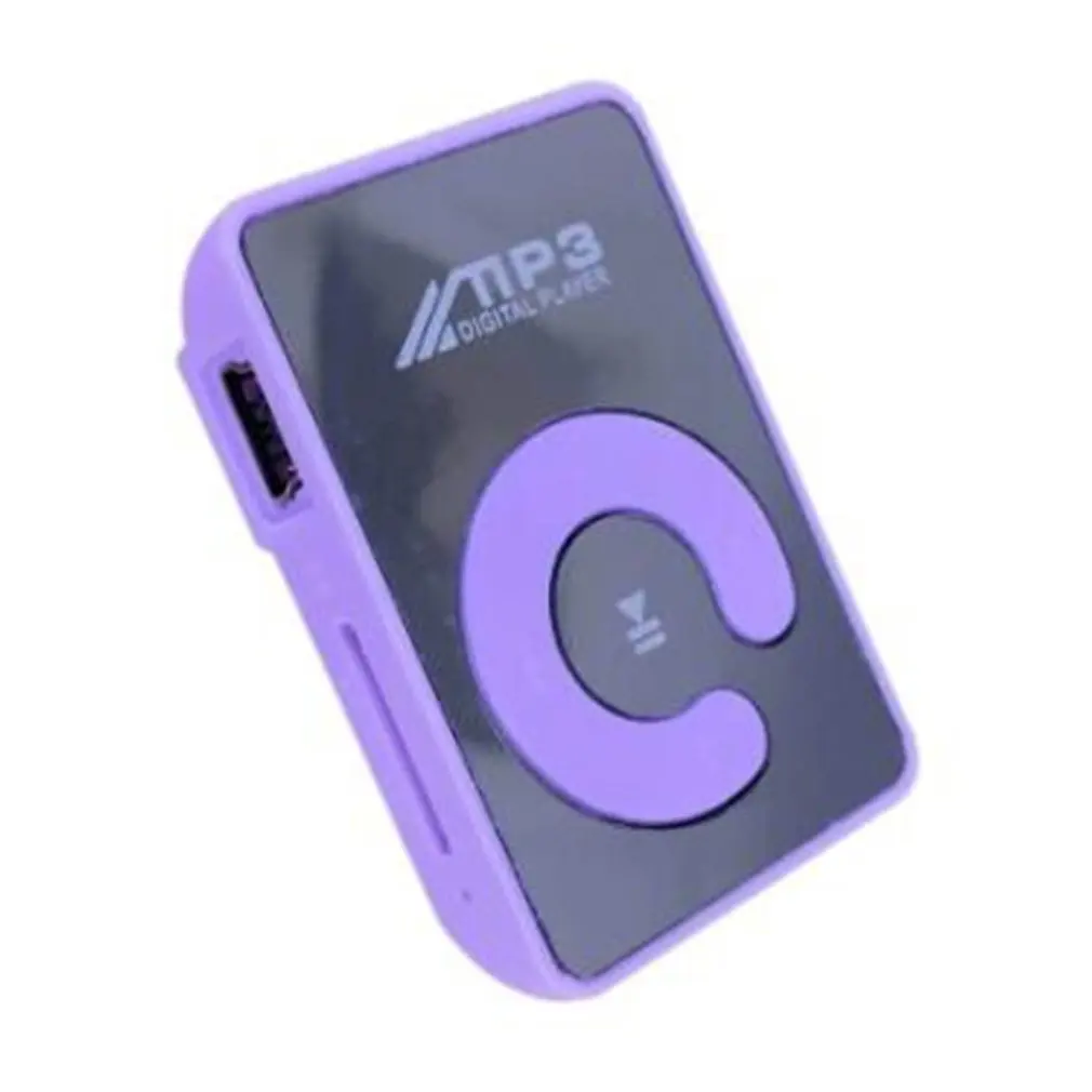 Мини зеркальный MP3-плеер Портативный Модный спортивный USB цифровой музыкальный плеер Micro SD TF карта медиаплеер - Цвет: Фиолетовый