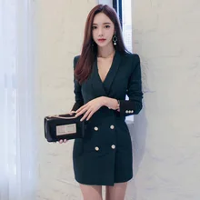 2019 Autumn Style New Korean Fashion Small Suit Temperament Double Breasted Color Slim Suit Coat Women Black Dress Sexy Gothic 2019 Autumn Style New Korean Fashion Small Suit Temperament Double Breasted Color Slim Suit Coat Women Black Dress Sexy Gothic