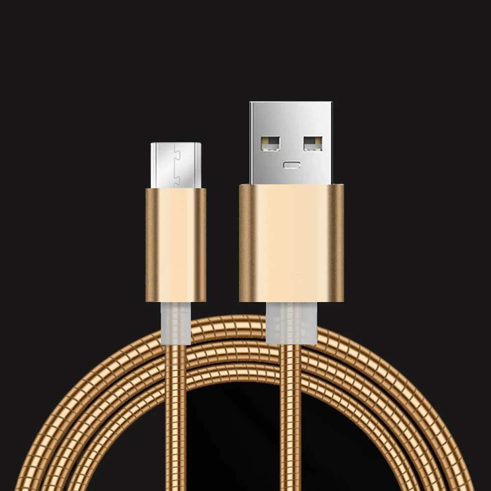 

Stainless Steel Metal Fast Charging Data Sync Cable 2A Micro USB for iph 6 7 for Samsung S4 S5 S6 S7 for Android device 2A 1M