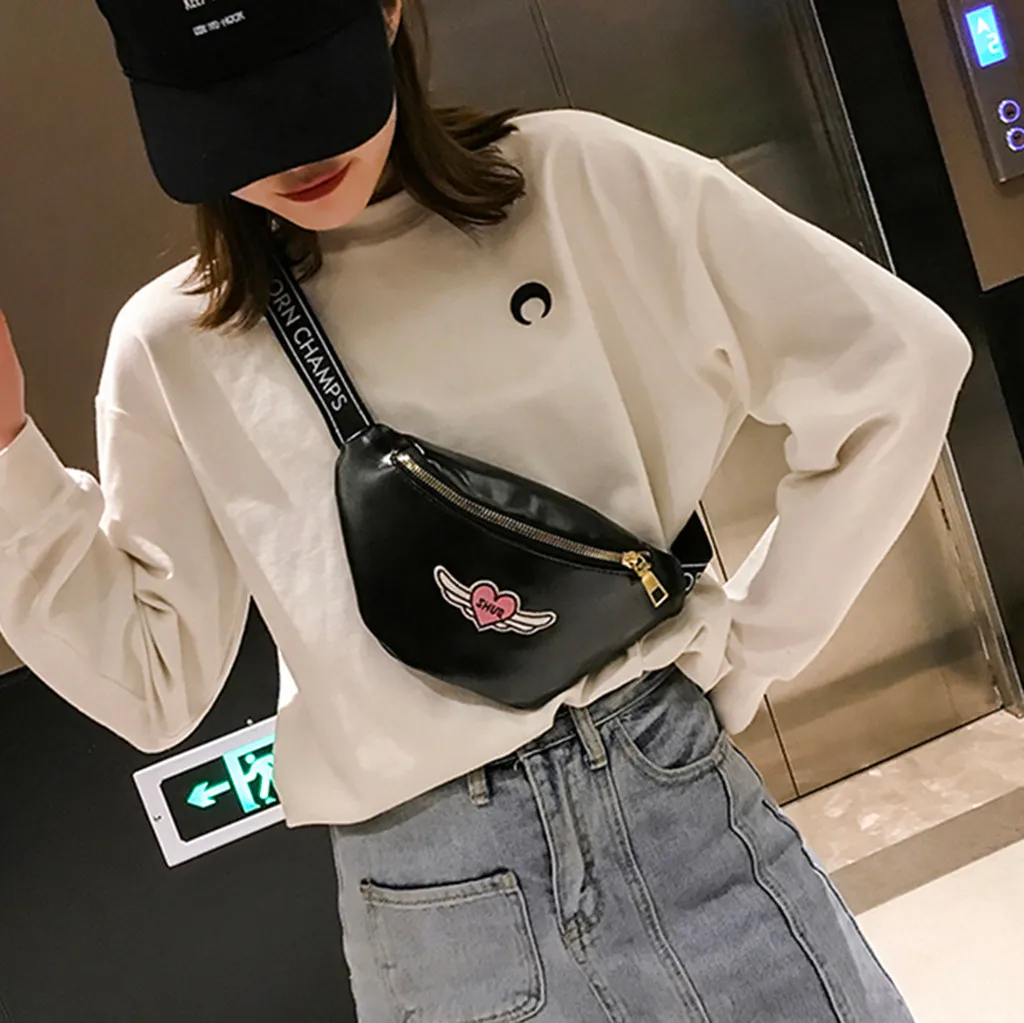 

2019 Fashion Women Chest Bag Adjustable Strap Small Shoulder Messenger Bag PU Leather Zipper Waist Chest Bag