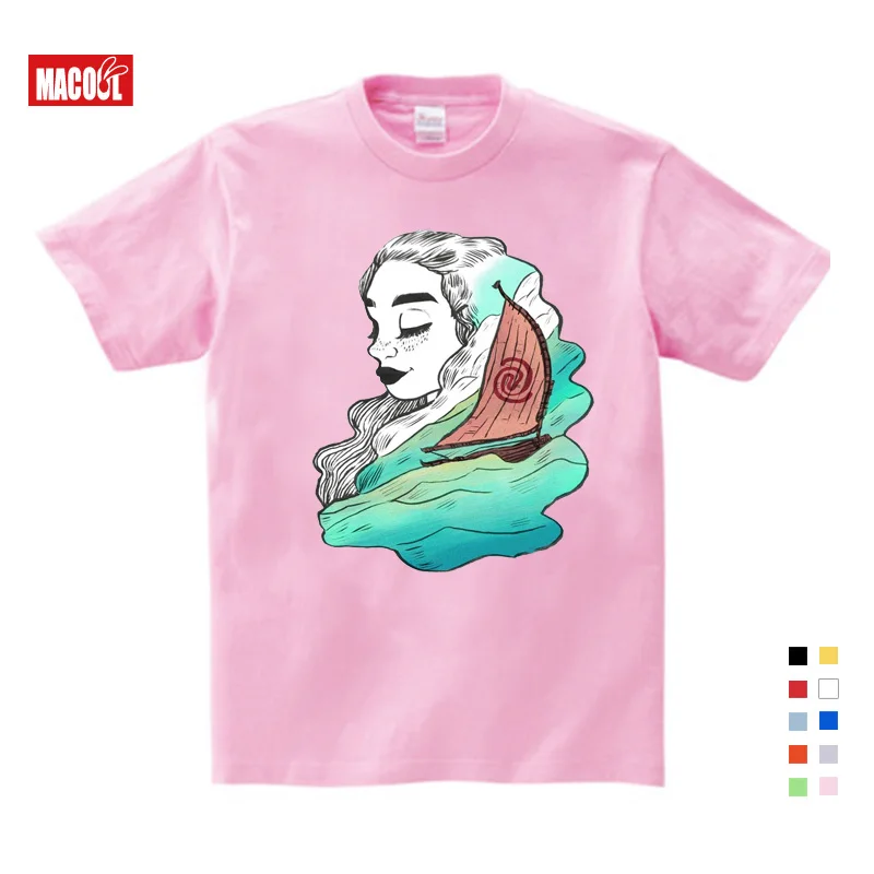 

2019 New Boys Girls T-shirt Kids Tees Baby Girl Shirts Cartoon Moana Ocean Romance Children Short Sleeve Vaiana T Shirt Tops