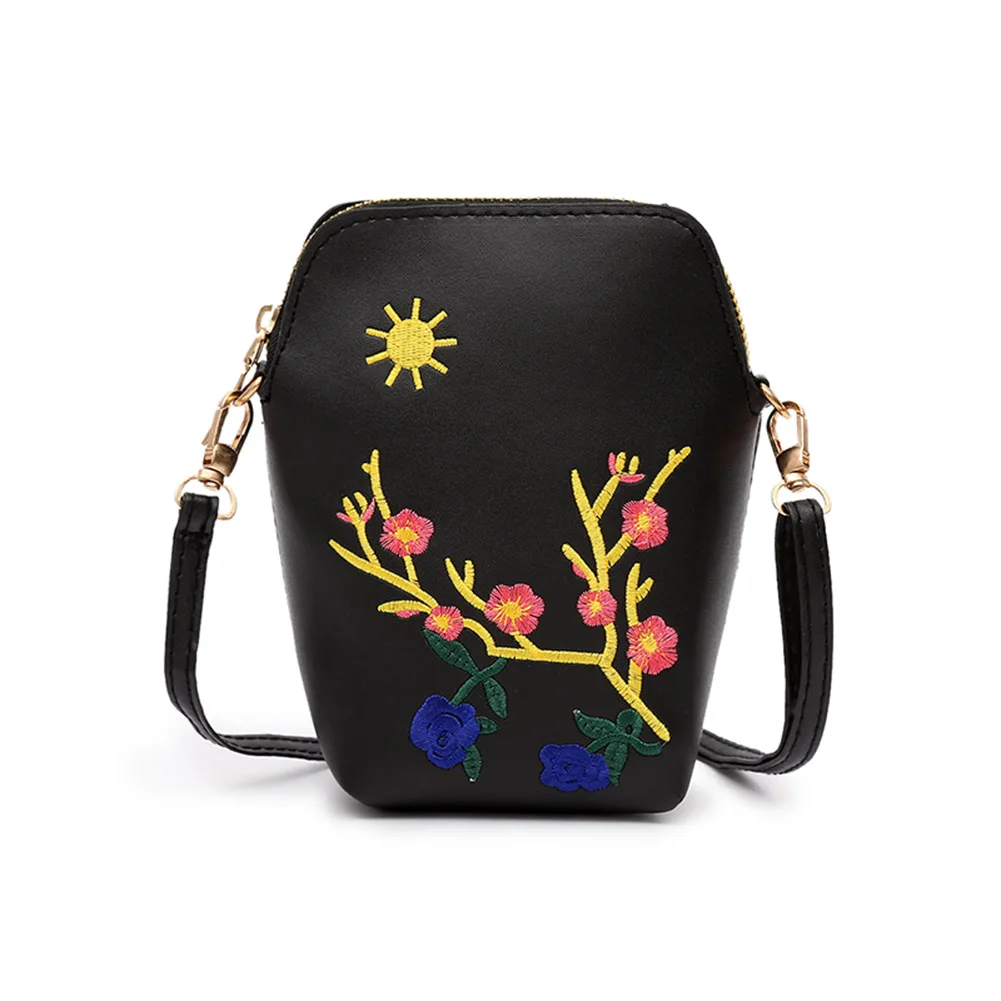 Fashion Korean Women Crossbody Messenger Bags PU Leather Flowers