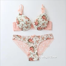 yomrzl hot sale cotton women’s bra and brief set flower bow bra set 3/4 cup push up underwear set lingerie L707