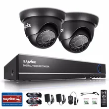 SANNCE 4CH 720P CCTV System 1080N DVR 2PCS 1280TVL 1.0MP CCTV Security Cameras 720P Home Video Surveillance kit