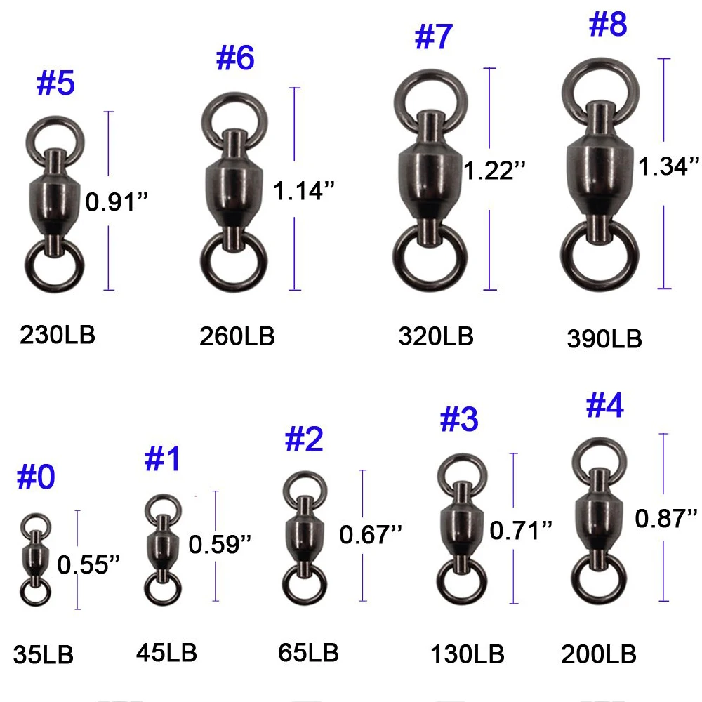 20 штук шарикоподшипник рыболовный шарнир с твердым кольцом рыболовный крючок Вертлюг Разъемы Медь 35LB-390LB Размер 0#-8