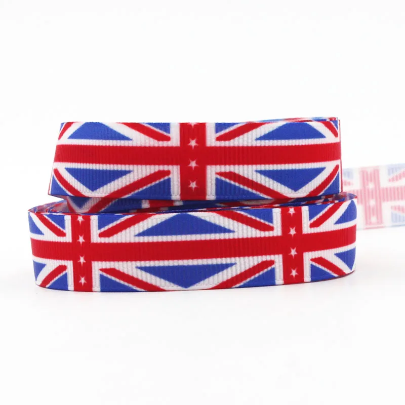 [IuBuFiGo] Free Shipping 5/8&quot 16mm England Flag Ribbon Grosgrain Printed DIY 100yard/lot | Дом и сад