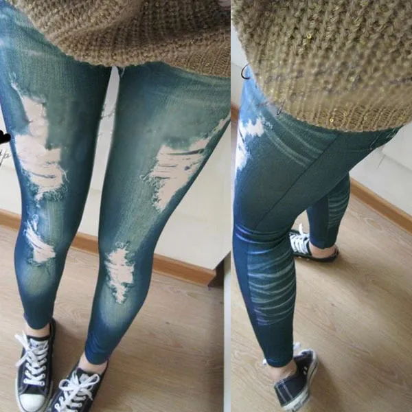 ripped jeans and leggings