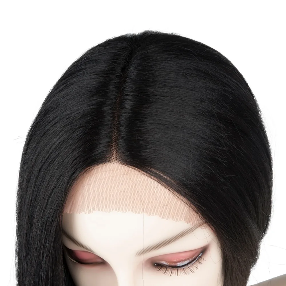 JINGFA длинный шелковистый прямой 4" Бордовый блонд коричневый черный Оберн натуральный цветной синтетический парик для женщин с плоской челкой бахрома