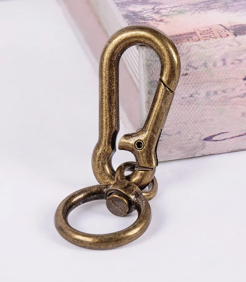 

5X DIY Antique Brass Key chain Leathercraft Key Ring Hook Hang Spring Snap Clip