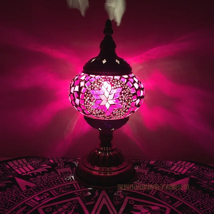 손으로 상감 유리 모자이크 침실 거실 장식 테이블 램프, 지중해 스타일 터키 램프, E14 최신