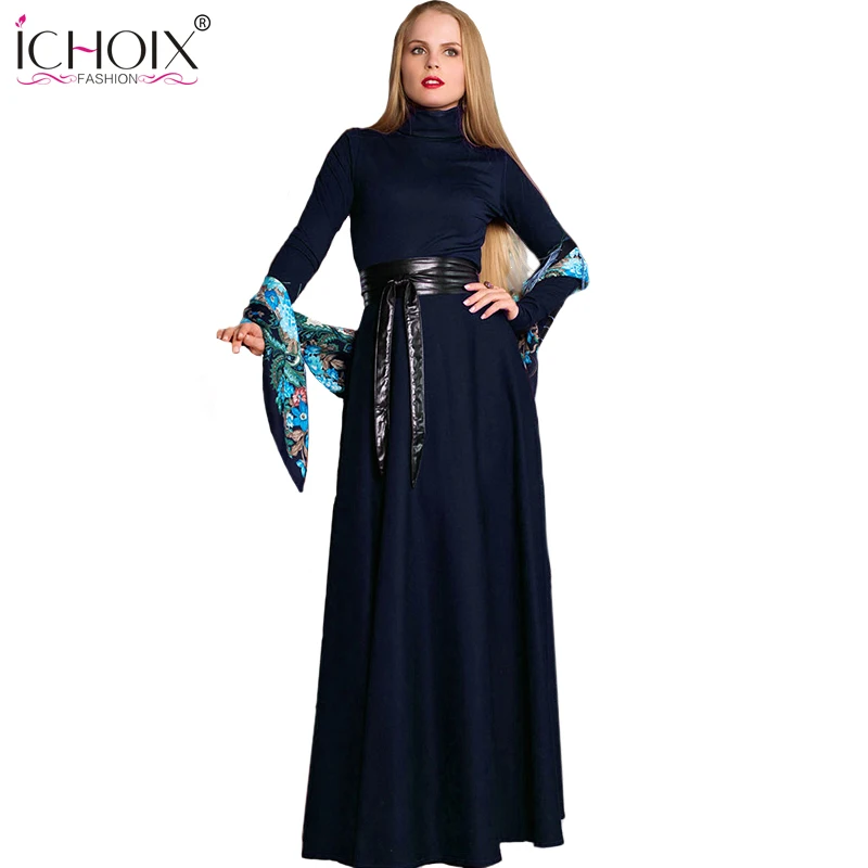 Long sash belt Dress women winter 2018 Vintage