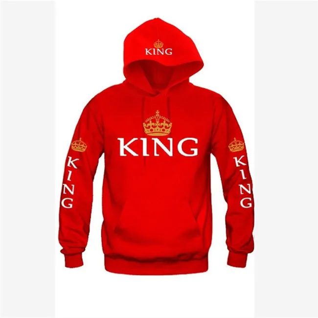 Новая модная толстовка с принтом «король», «Королева», Толстовки для влюбленных пар, толстовка с капюшоном, качественные повседневные пуловеры - Цвет: King Red
