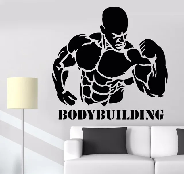 fitness gym wall decal sport quote bodybuilding activity muscle man