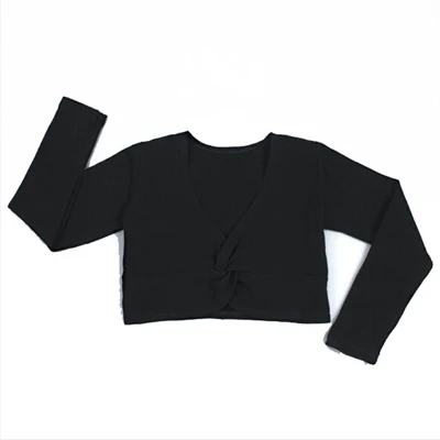 2018 Fashion Girl Ballet Gymnastic Leotard Jacket Long Sleeved Dance Sweater Top Coat Kids Dance Clothing Jacket Wrap Ballet black