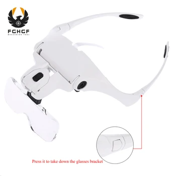 

FGHGF Headband Eye Magnifier 5 Lens Adjustable Microscope Portable Glasses Loupe With Magnifying Glass Tool LED Light Lights