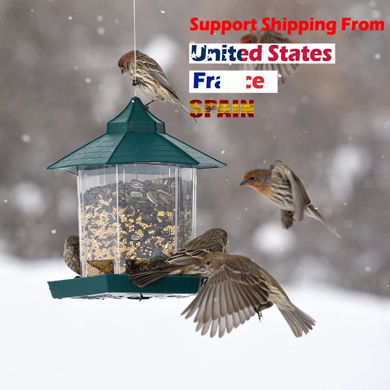 

Popular Chic Waterproof Gazebo shape Hanging Wild Bird Feeder Outdoor Feeding house outdoor hanging decoration free shipping