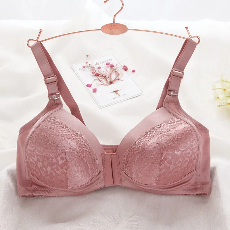 

Sexy Smooth Cup Lace Underwear Front Closure Brassiere Plus Size Wire Free Bralette 3/4 Push up Cup Ladies Lingerie