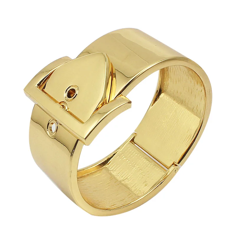 Широкий регулируемый размер золотого цвета ремень браслет Женская мода ювелирные изделия браслет
