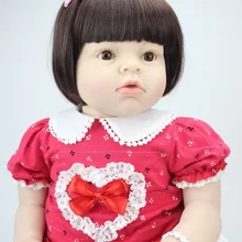 Реалистичная кукла-реборн младенец игрушка Мягкий силиконовый винил Настоящее нежное прикосновение 28 дюймов короткий кукольный парик