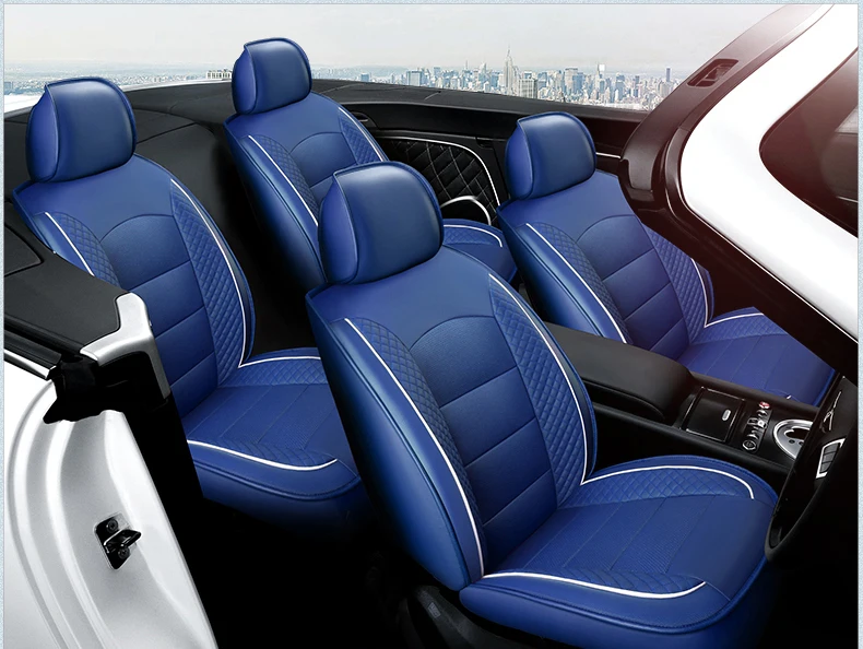 

custom leather car seat cover for Mercedes Benz A B C Class CLA CLK CLS ML GLA GLK GLE S E G brown/beige/blue car accessories