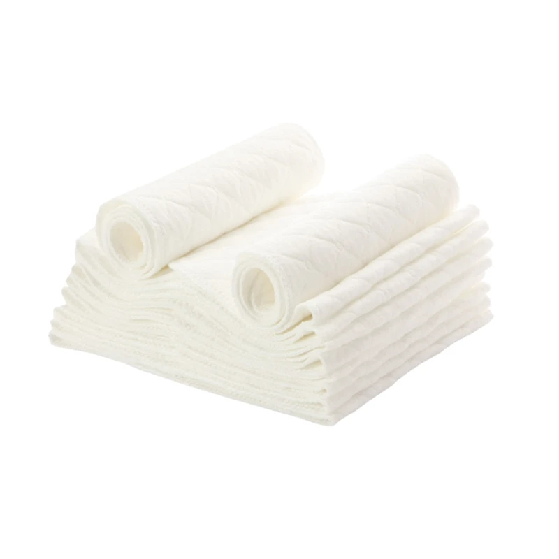 10 шт. моющийся многоразовый детский тканевый памперсы Подгузники Вставки органический хлопок 3 слоя 46*17 см для младенцев тканевые подгузники для новорожденных - Цвет: White