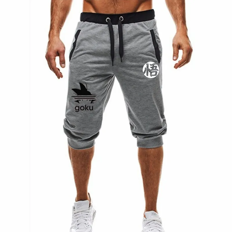 Summer Лето мужские Шорты повседневные шорты Мода Dragon Ball Гоку печать спортивные штаны Фитнес короткие Jogger мужская одежда - Цвет: 7  gray